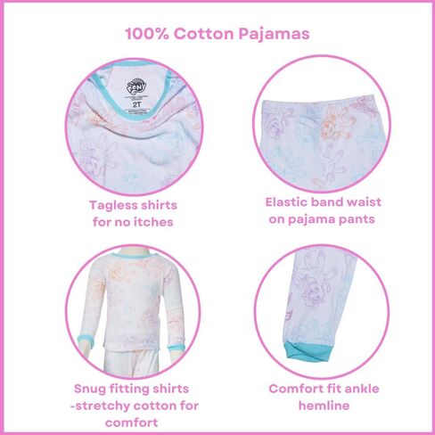 طقم بيجامات ماي ليتل بوني، 4 قطع مزيج وتطابق ملابس نوم للأطفال الصغار والصغار، مقاس 4T وردي in Kuwait