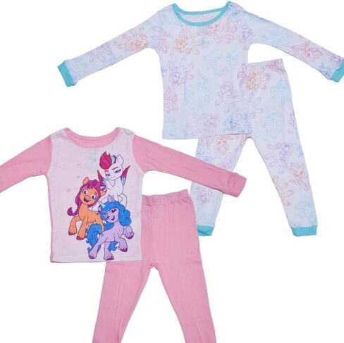 طقم بيجامات ماي ليتل بوني، 4 قطع مزيج وتطابق ملابس نوم للأطفال الصغار والصغار، مقاس 4T وردي in Kuwait