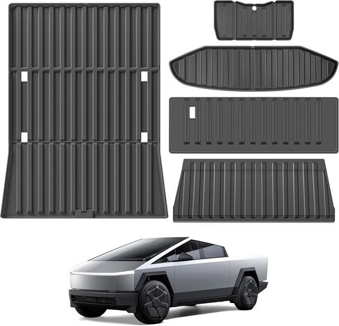 سجادة سرير شاحنة Uireefly لملحقات Tesla Cybertruck، بطانة سرير شاحنة TPE مناسبة لجميع الأحوال الجوية لملحقات الشاحنات لشاحنة Tesla Cybertruck 2024 2023، 5 قطع in Saudi Arabia