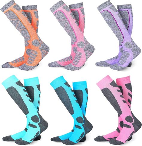 Handepo 6 زوج من جوارب التزلج للنساء والرجال جوارب التزلج على الجليد والشتاء جوارب حرارية دافئة عالية للتزلج على الجليد in Kuwait