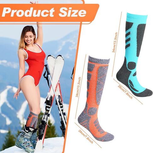 Handepo 6 زوج من جوارب التزلج للنساء والرجال جوارب التزلج على الجليد والشتاء جوارب حرارية دافئة عالية للتزلج على الجليد in Kuwait