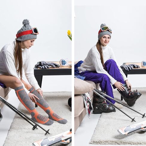 Handepo 6 زوج من جوارب التزلج للنساء والرجال جوارب التزلج على الجليد والشتاء جوارب حرارية دافئة عالية للتزلج على الجليد in Kuwait