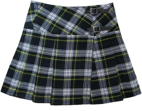 تنورة Tartanista للسيدات مقاس 50.8 سم منقوشة بطول الركبة، تنورة بيلي من الجلد مع أشرطة بإبزيم in Kuwait