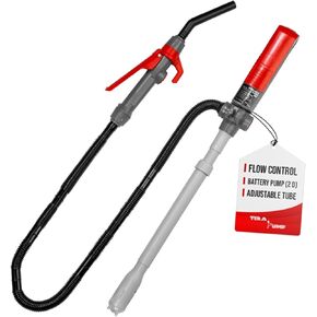TERA PUMP Electric Gas Pump, Battery Operated Fuel Transfer Pump with Quick Stop Nozzle for Diesel / E85/ Gas/DEF/Antifreeze - 2.5 GPM