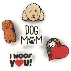 WorkedLikeACharm 5pcs Golden Doodle Poodle Dog Puppy Shoe Charms for Clog Shoes Gift
