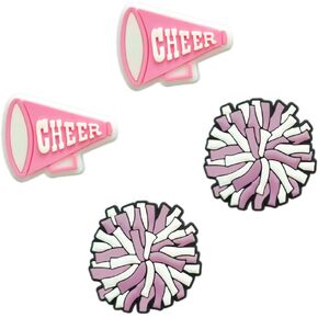 Pink Cheerleading Shoe Charms - Sport-Themed Decoration Charms Gift for Boys Kids Teens and Adults - Set of 4