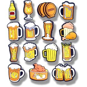 15Pcs Beer Shoe Charms, Shoe Decoration Party Gifts For Boys Girls Kids, Women, Men