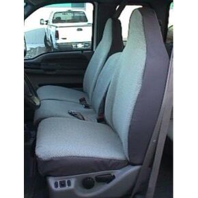 Durafit Seat Covers F238-C8, Made to fit 1999-2007 Ford F250-F550, Front 40/20/40 Split Bench Seat Covers in Gray Endura Fabric with Pointed Molded Headrests and Opening Console