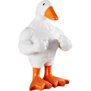 Funny Muscle Duck Statue Home Decor，Cute Little Duck Garden Figurine，Little Duck Craft Decoration Sculpture，Statues for Office Desk Home Decor Figurines Entryway Table Decor(White)