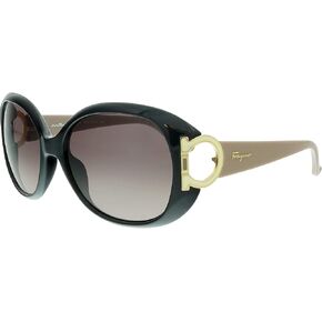 Ferragamo Brown Gradient Oval Sunglasses SF668 001 57