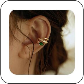 Vintage Crystal Snake Ear Cuff Earrings Cz Emerald Snake Cartilage Cuff Earrings Gold Snake Cuff Wrap Earrings Non Pierced Clip On Earrings Jewellery for Women