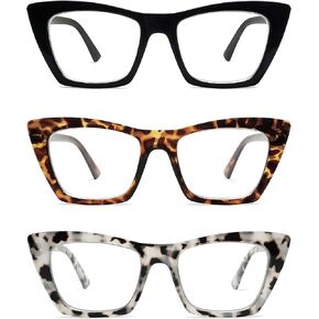 AMOMOMA Oversized Reading Glasses for Women,Trendy Cat eye Blue Light Computer Reader AM6028