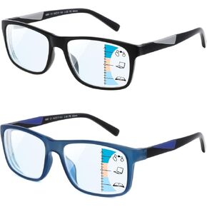 Bifocal Reading Glasses For Men,Large Progressive No Line Bifocals Readers,Wide Clear Top Transition Multifocus Eyeglasses,Lightweight Blue Light Dual Viosion Multifocal Reader Xl Frame +2.5