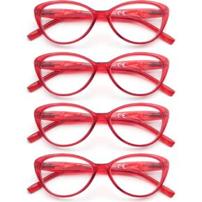 Colorful Reading Glasses for Women Lightweight Stylish Readers Cute Cheaters Glasses 4 Pack Comfortable Spring Hinges