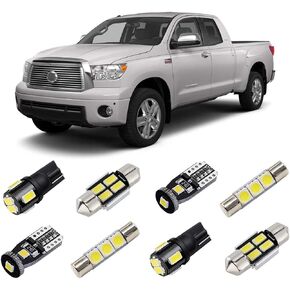 White LED Interior Light Kit for Toyota Tundra 2007 2008 2009 2010 2011 2012 2013 Super Bright 6000K Interior LED Bulbs Package + Truck Bed Lights + License Plate Lights and Install Tool
