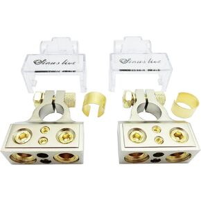 1 Pair Battery Terminal Connectors, 0/2/4/6/8/10 AWG, with Shims and Protector Cover
