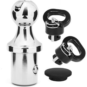 60618 Gooseneck Hitch Ball Kit, 2 5/16 Inch Puck System Gooseneck Ball for Truck Bed with 2 Gooseneck Safety Chain Anchors 30000 lbs GTW/ 7500 lbs VTW, Compatible with 2013-2024 Dodge RAM 2500 3500.