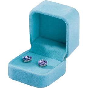 Parts Express 2 Pack Velvet Ring Boxes, Earring Pendant Jewelry Case, Ring Earrings Gift Boxes, Jewellry Display (Blue, Ring Box)