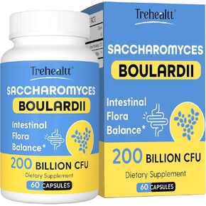 Saccharomyces Boulardii Probiotics 200 Billion CFUs, Clinically-Studied Probiotic for Women & Men Yeast for Intestinal, Gut, Immune & Digestive Health, Acid Resistant & Shelf-Stable, 60 Days Supply