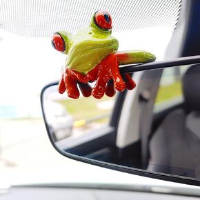Frog Car Accessories Rear View Mirror Hanging Accessories, Car Dashboard Center Console Ornament Computer Display Screen Decoration, Cute Car Decor Office Desktop Decor