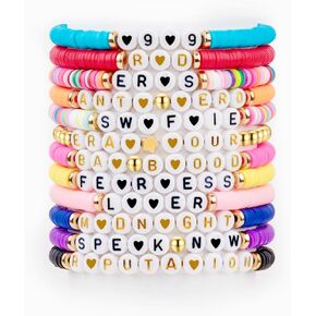 YUZHEJIE Friendship Bracelets Merch Preppy Music Inspired Clay Bead Bracelets Concert Colorful Stretchy Bracelets Gifts for Women