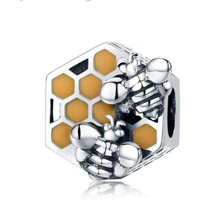 Bee Honeycomb Charm Beads 925 Sterling Silver Beads Fit for European Charm Bracelet