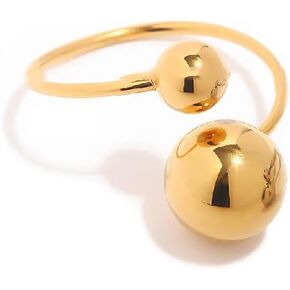 FUTIMELY Chunky Ball Statement Rings,14K Gold Irregular Triple Round Ball Open Ring Fashion Thick Double Ball Knuckle Rings Party Trendy Minimalist Jewelry