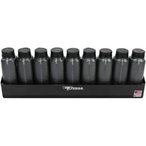 Pit Posse 564BKB Oil Shelf Caddy 8 Bottle Rack Holder 24" - Made in USA - Holds 8 Quarts of Automotive Motor Engine Oil - Enclosed Race Trailer Shop Garage Aluminum Storage Organizer (Black)