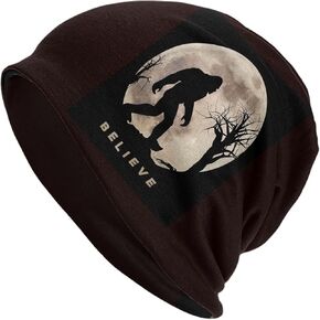 Funny Bigfoot Sasquatch Full Moon Slouchy Beanie Hat for Men/Women Hip-Hop Soft Lightweight Running Headwear Cap Baggy Skull Sleep Scarf Thin Knit Hat