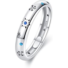KUNSIR 925 Sterling Silver Rings Classic Cubic Zirconia Eternity Promise Statement Anniversary Wedding Bands Engagement Rings for Women Infinity Forever Love Ring Size 7-9