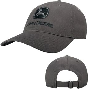 John Deere Mens Cotton Twill Logo Logo Hat Baseball Cap Charcoal