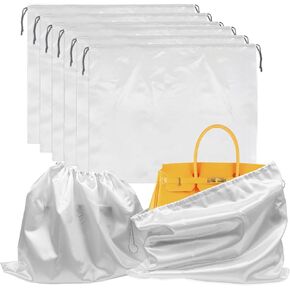 6 Pack Large Dust Bags Dust Cover Storage Bags Silk Drawstring Storage Bag for Large Handbags Bag 2 Size(15.7x19.7 || 19.7x23.6Inch)