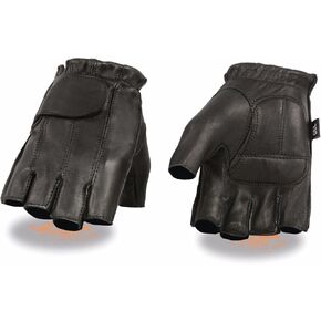 Milwaukee Motorcycle Riding Leather American Deer Skin Fingerless Gloves Very Soft Leather (Small)