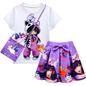 Fashion 3D Printing Game Short Dress Set Short Sleeve Shirt 3 Piece Set