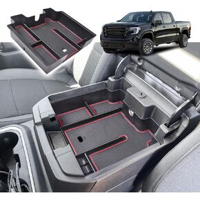 Center Console Organizer Tray Compatible with 2019-2022 Chevy Silverado 1500/GMC Sierra 1500 and 20-23 Silverado/Sierra 2500HD/3500HD Accessories, Full Console with Bucket Seats ONLY, Black