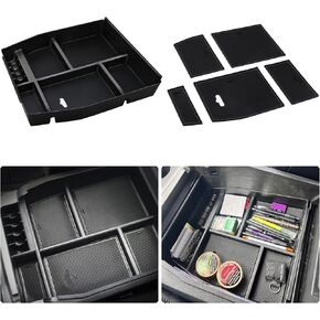 1797 Center Console Organizer fit for Ford F150 F-150 Accessories 2021 2022 2023 2024 2025 Raptor Interior Armrest Box Storage Tray Black