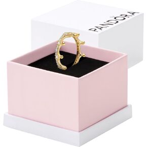 PANDORA Clear Sparkling Crown - Gift for Her - Stackable Gold Ring for Women - 14k Gold-Plated Shine with Cubic Zirconia - With Gift Box