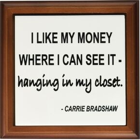 3dRose ft_171879_1 I Like My Money Where I Can See It Hanging in My Closet-Framed Tile Artwork, 8 by 8-Inch