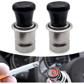 Pack-2 Car 12V Cigarette Lighter, 1.8" x 0.9" x 0.7" Waterproof Metal Sealed Plug, Safe and Fast Heating Cylindrical Cigarette Lighter Socket, Universal for Cars (Multicolored)