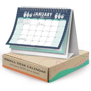Small Desk Calendar 2025 – 18-Month Standing Flip Calendar for Desk, Compact Floral Desk Calendar 2025-2026, Mini Flip Desk Calendar for Office and Home
