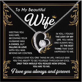 Christmas Gifts For Wife, To My Wife Necklace From Husband, Soulmate Necklace For Women, Wife Birthday Gifts From Husband, Mothers Day & Anniversary Jewelry Present, Valentine Gift Ideas For Wife