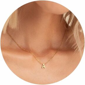MOMOL Tiny Initial Necklace 18K Gold Plated Small Letter Necklace Personalized Name Necklace for Women in Saudi Arabia