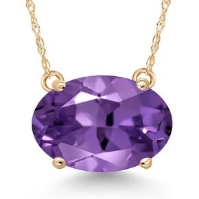 Gem Stone King 14K Yellow Gold 11X9MM Oval Gemstone Birthstone Solitaire Pendant Necklace | Gold Necklace For Women | With 18 Inch Gold Chain