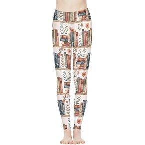Women's Flexible Length Leggings Colorful Skull Flower Print Soft Pants