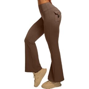 YOAKUKA Butt Lifting Flared Leggings for Women with Flap Pockets Tummy Control Compression Workout Yoga Pants