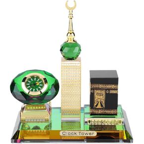 Oumefar Muslim Kaaba Clock, Tower Islamic Model Buddhist Mosque Miniature Model for Car Ornament Home Office Table Decoration Home Kitchen Décor Products Accents Collectible Vehicles handmade with lov