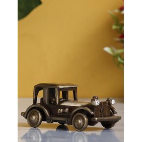 eCraftIndia Vintage Brown Brass Decorative Car Statue Showpiece - Perfect Collectible for Classic Car Enthusiasts, Home Decor - Intricately Designed Antique Model Car for Living Room, Office