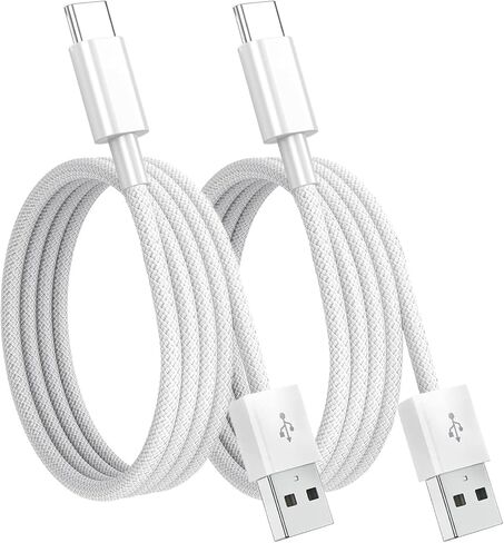 Braided USB C to USB C Cable 3ft - 60W Type C Fast Charger, USBC to USB-C Woven Power Cord for iPhone 15 Pro Max/MacBook/iPad/Samsung Galaxy/Android Devices and More [Pack of 2] in Saudi Arabia