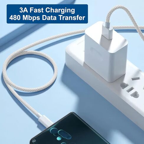 Braided USB C to USB C Cable 3ft - 60W Type C Fast Charger, USBC to USB-C Woven Power Cord for iPhone 15 Pro Max/MacBook/iPad/Samsung Galaxy/Android Devices and More [Pack of 2] in Saudi Arabia