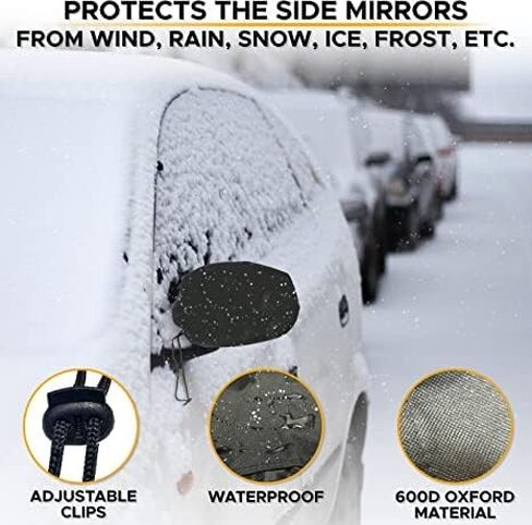 EcoNour Windshield Snow Cover for Ice and Snow with Wiper Blade Cover (8-Pack) | Heavy-Duty 600D Oxford Fabric for Winter Weather | Fits Most Cars, SUVs, Vans, and Trucks in Saudi Arabia